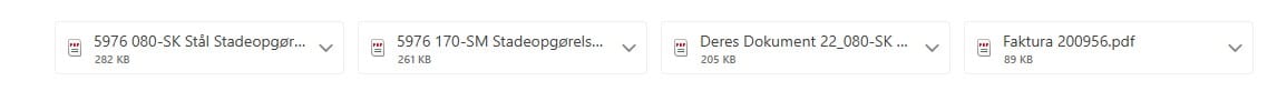 Billede af flere filer i en mail.